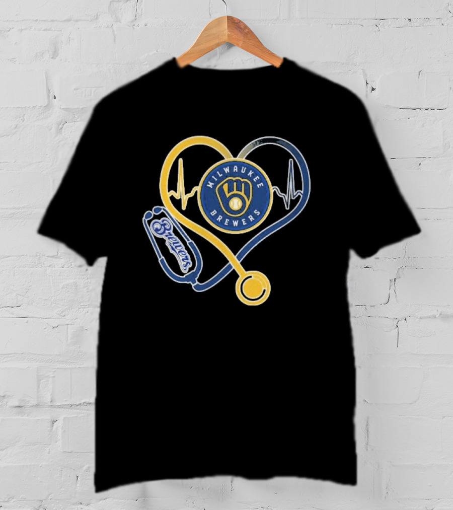 Milwaukee Brewers Nurse Stethoscope Heartbeat T-Shirt