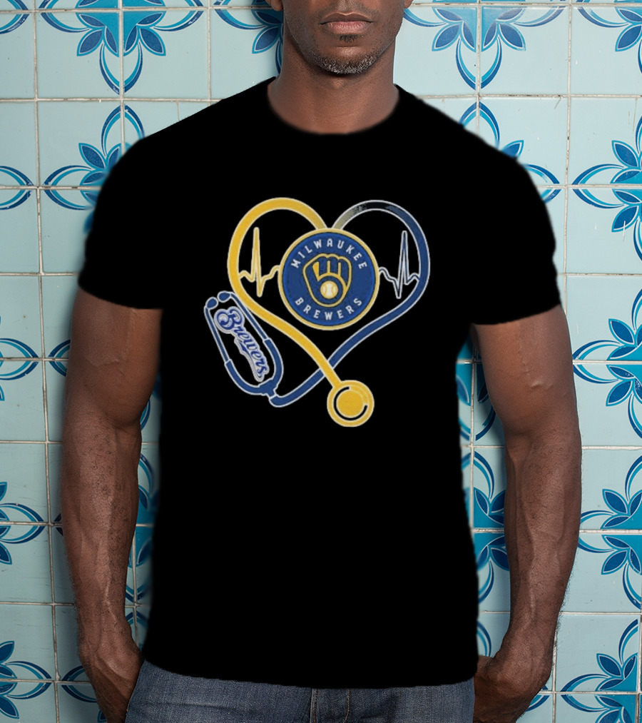 Milwaukee Brewers Nurse Stethoscope Heartbeat T-Shirt