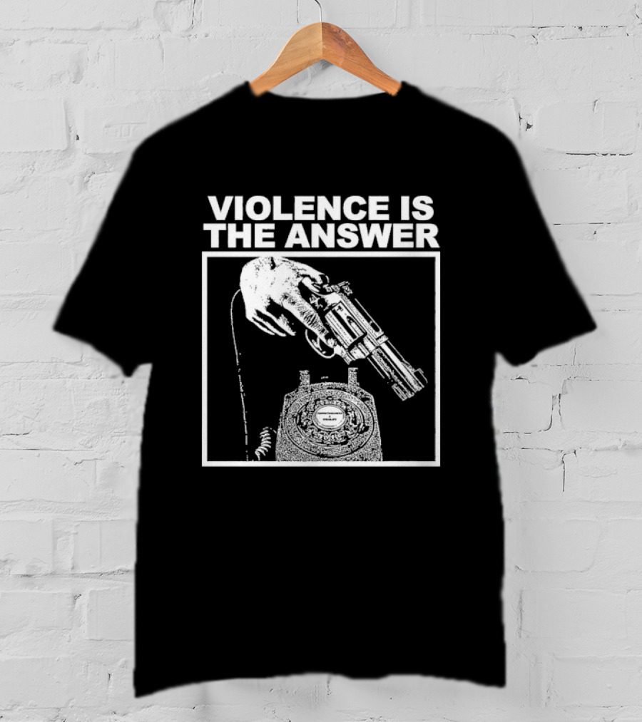 Violence Is The Answer Hand Gun Telephone T-Shirt