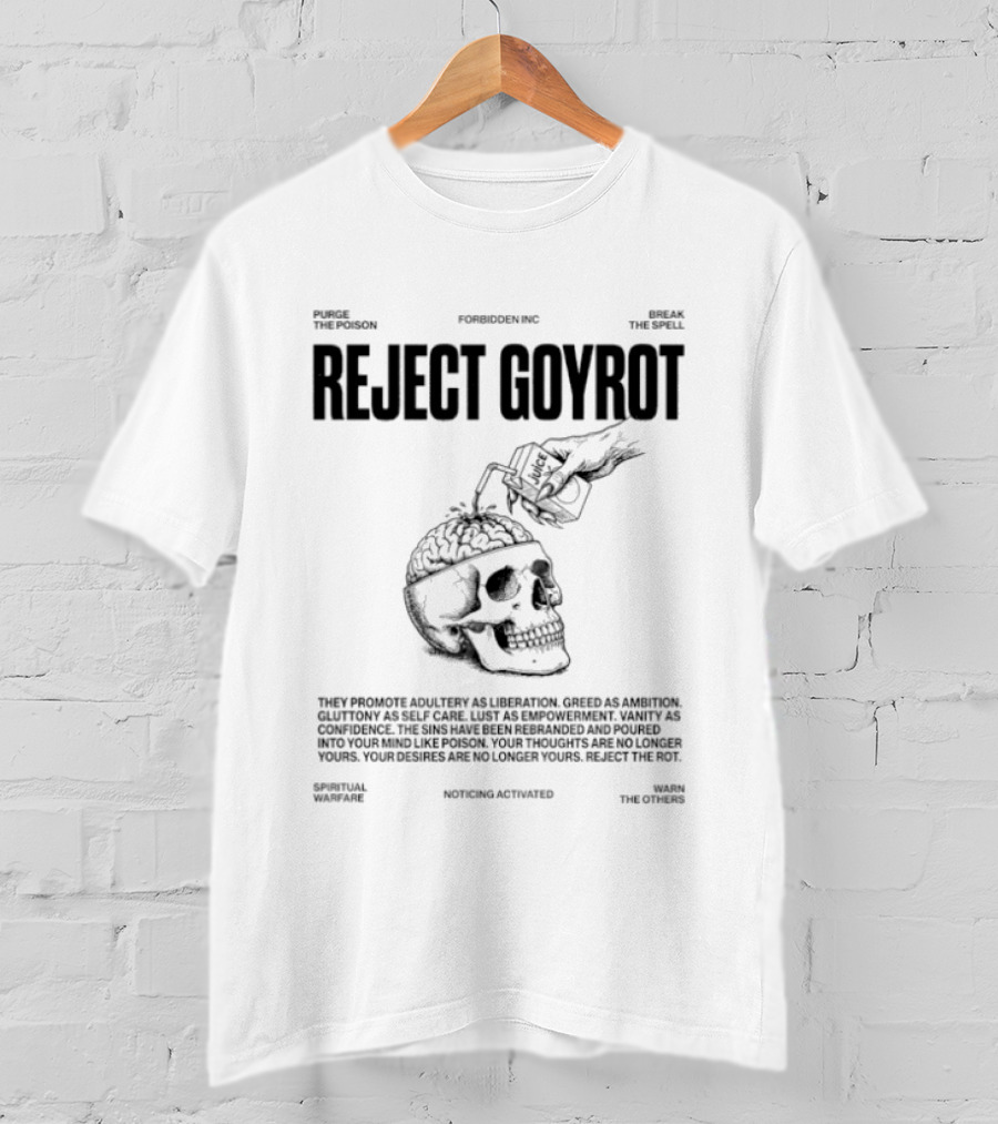 Reject Goyrot Promote Adultery Liberation Skull Brainwash Bottle T-Shirt