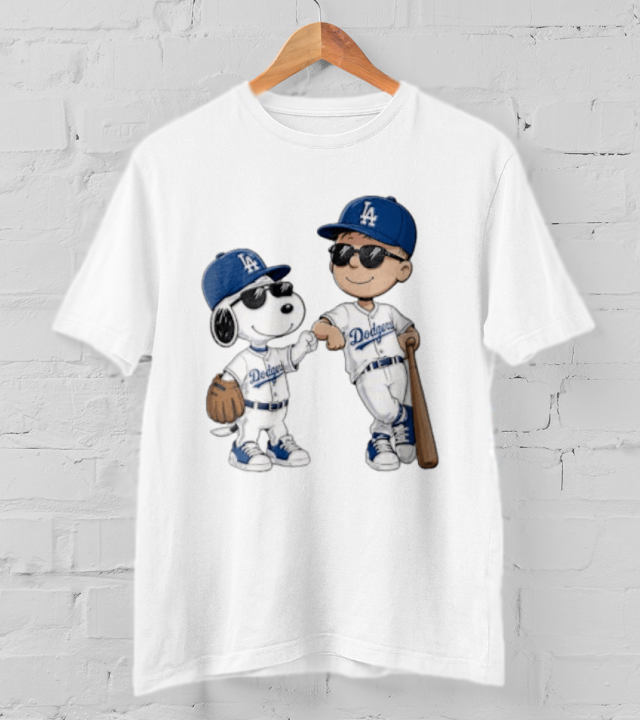 Los Angeles Dodgers Snoopy And Kid Baseball Team Spirit T-Shirt