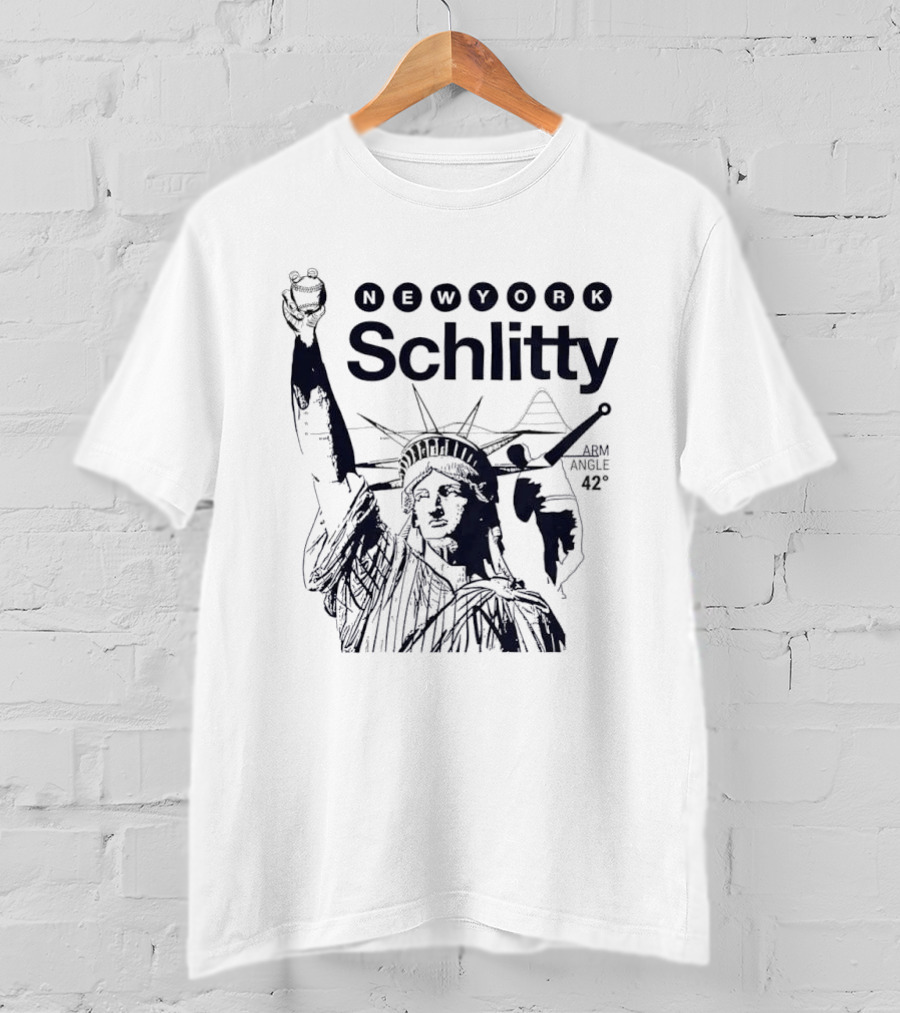 New York Schlitty Statue Of Liberty Baseball ABM Angle 42 Degrees T-Shirt