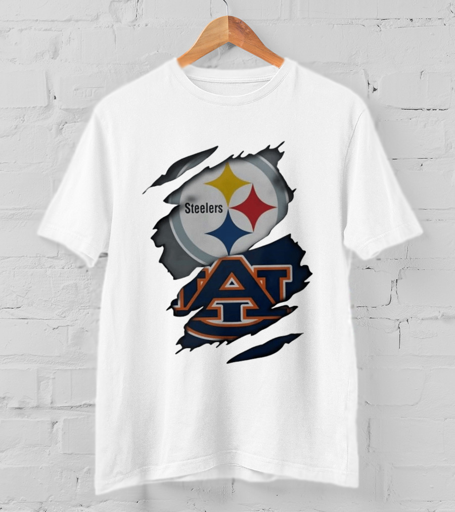 Pittsburgh Steelers Auburn Tigers Ripped Fabric Steelers A T-Shirt
