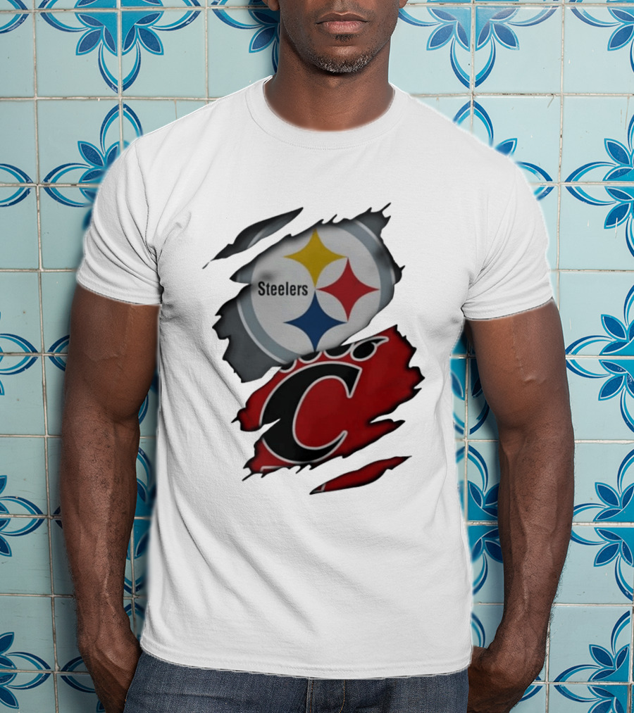 Pittsburgh Steelers Cincinnati Bearcats Ripped Skin T-Shirt