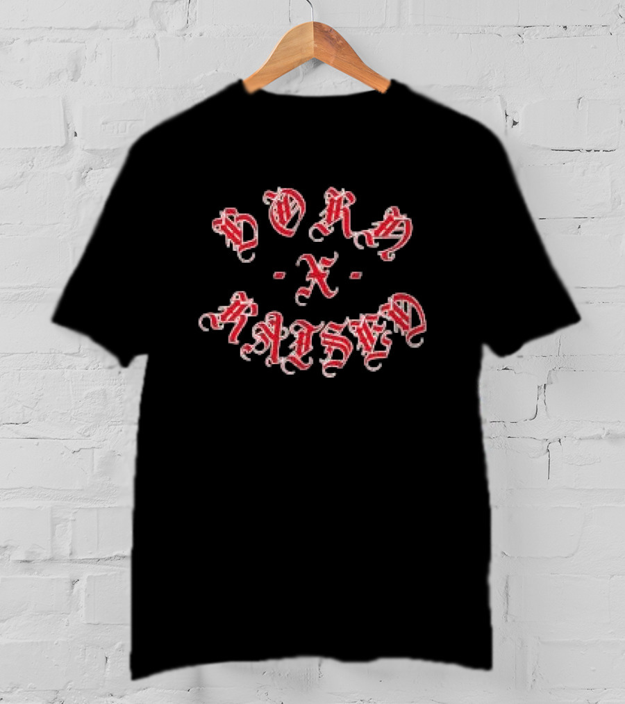 Born X Raised Gothic Rocker Black Red Old English T-Shirt