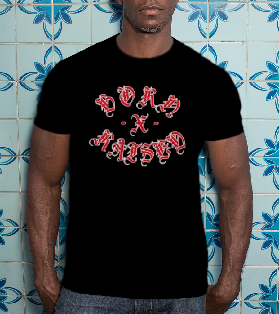 Born X Raised Gothic Rocker Black Red Old English T-Shirt