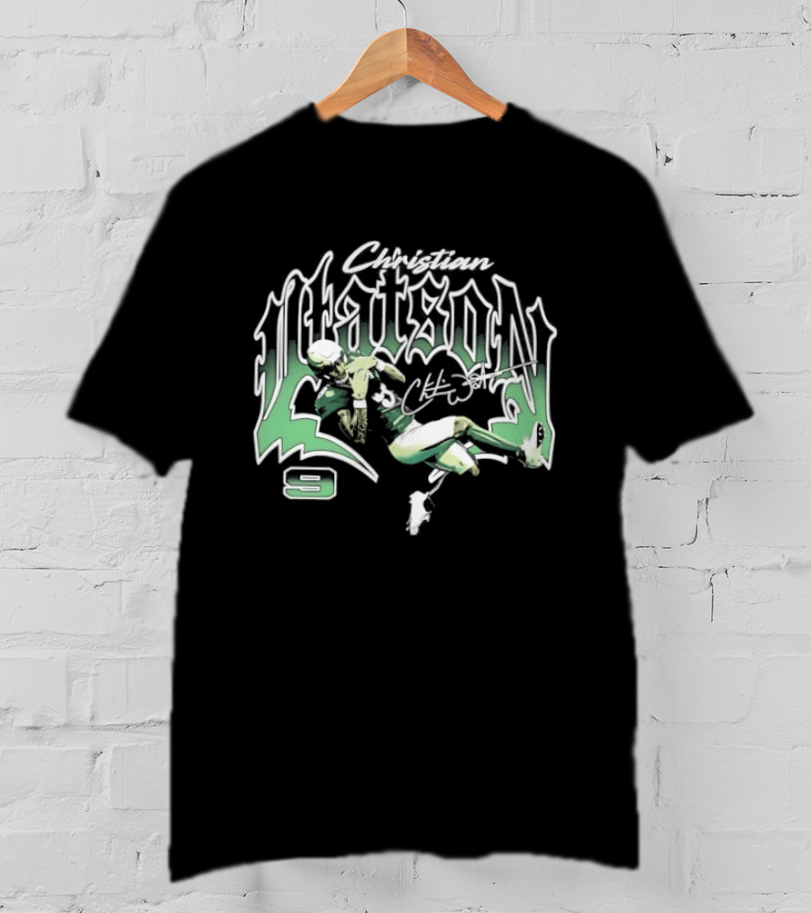 Christian Watson Green Bay Packers Number 9 Signature Catch T-Shirt