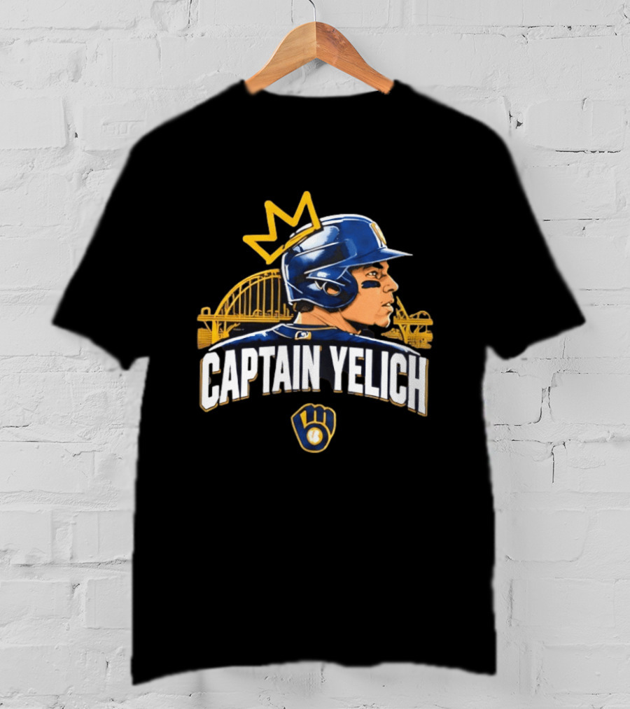 Captain Yelich Milwaukee Brewers Helmet Crown Stadium T-Shirt