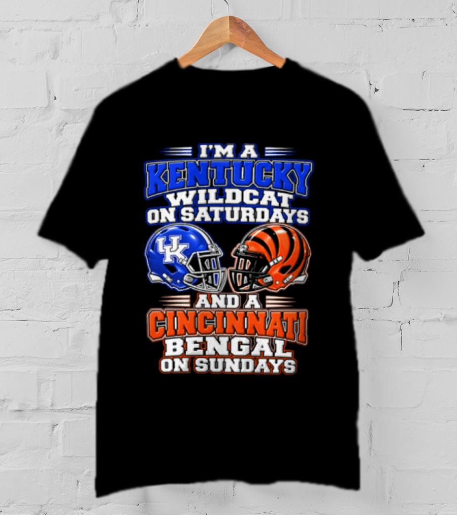I'm A Kentucky Wildcat On Saturdays And A Cincinnati Bengal On Sundays Helmet T-Shirt