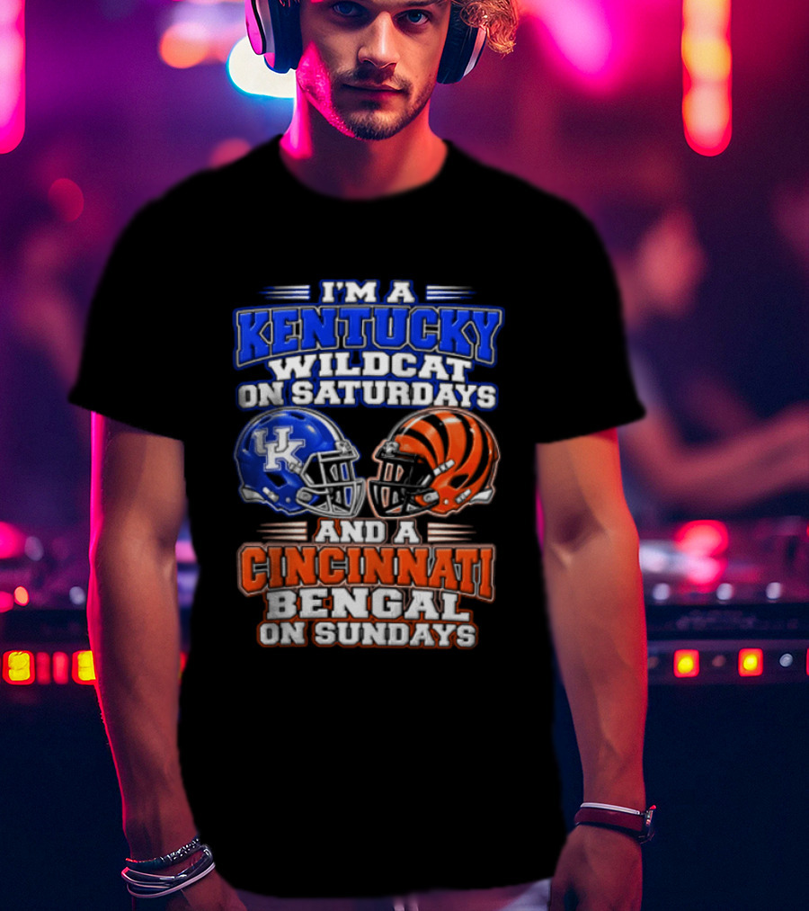 I'm A Kentucky Wildcat On Saturdays And A Cincinnati Bengal On Sundays Helmet T-Shirt