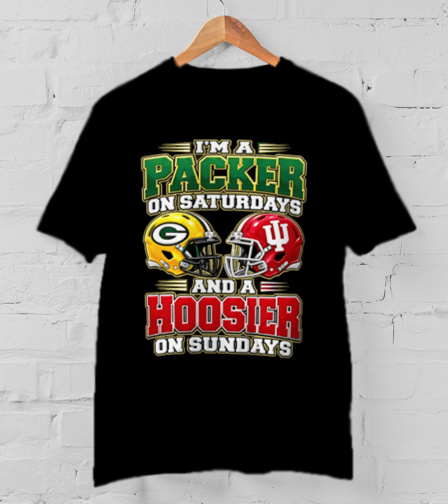 I'm A Packer On Saturdays And A Hoosier On Sundays Football Helmets T-Shirt