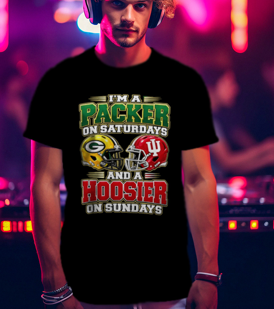 I'm A Packer On Saturdays And A Hoosier On Sundays Football Helmets T-Shirt