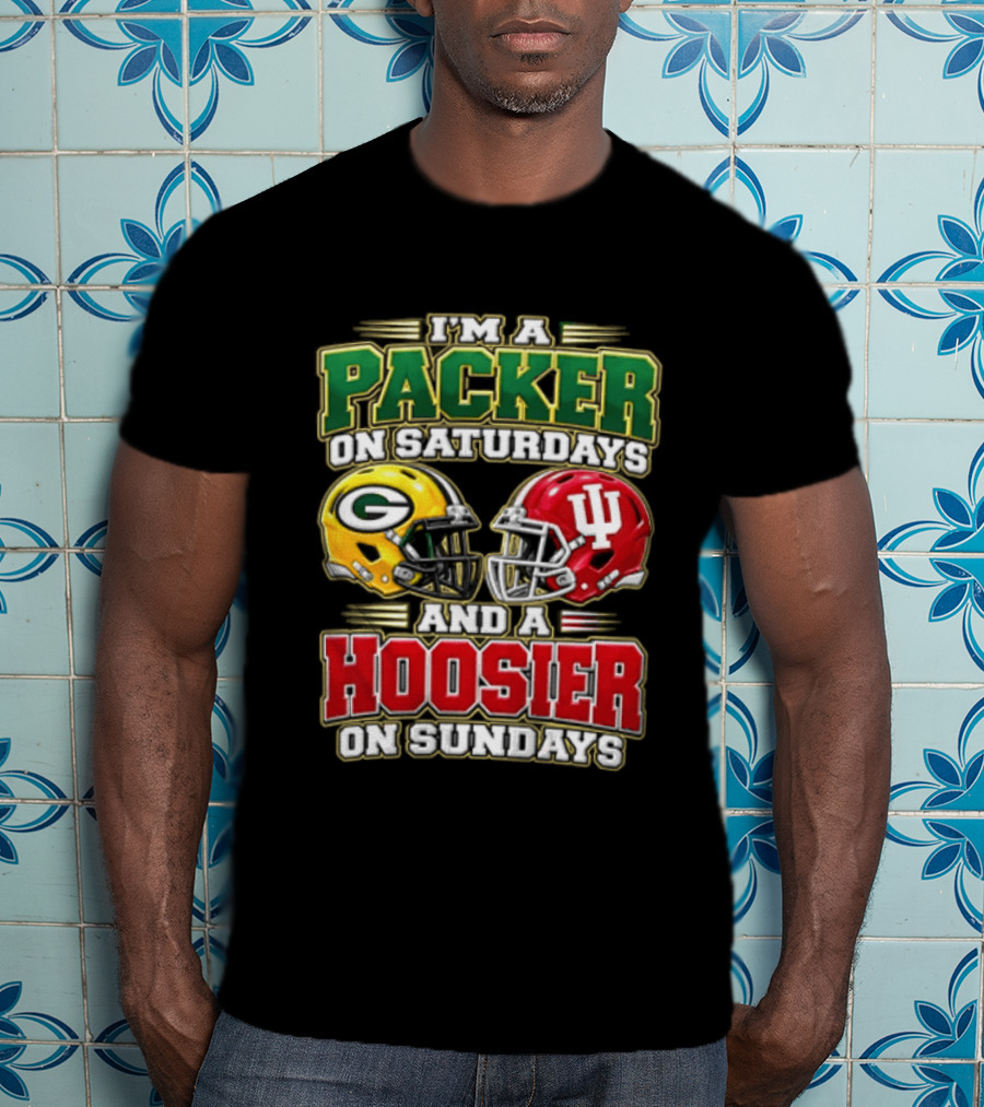 I'm A Packer On Saturdays And A Hoosier On Sundays Football Helmets T-Shirt