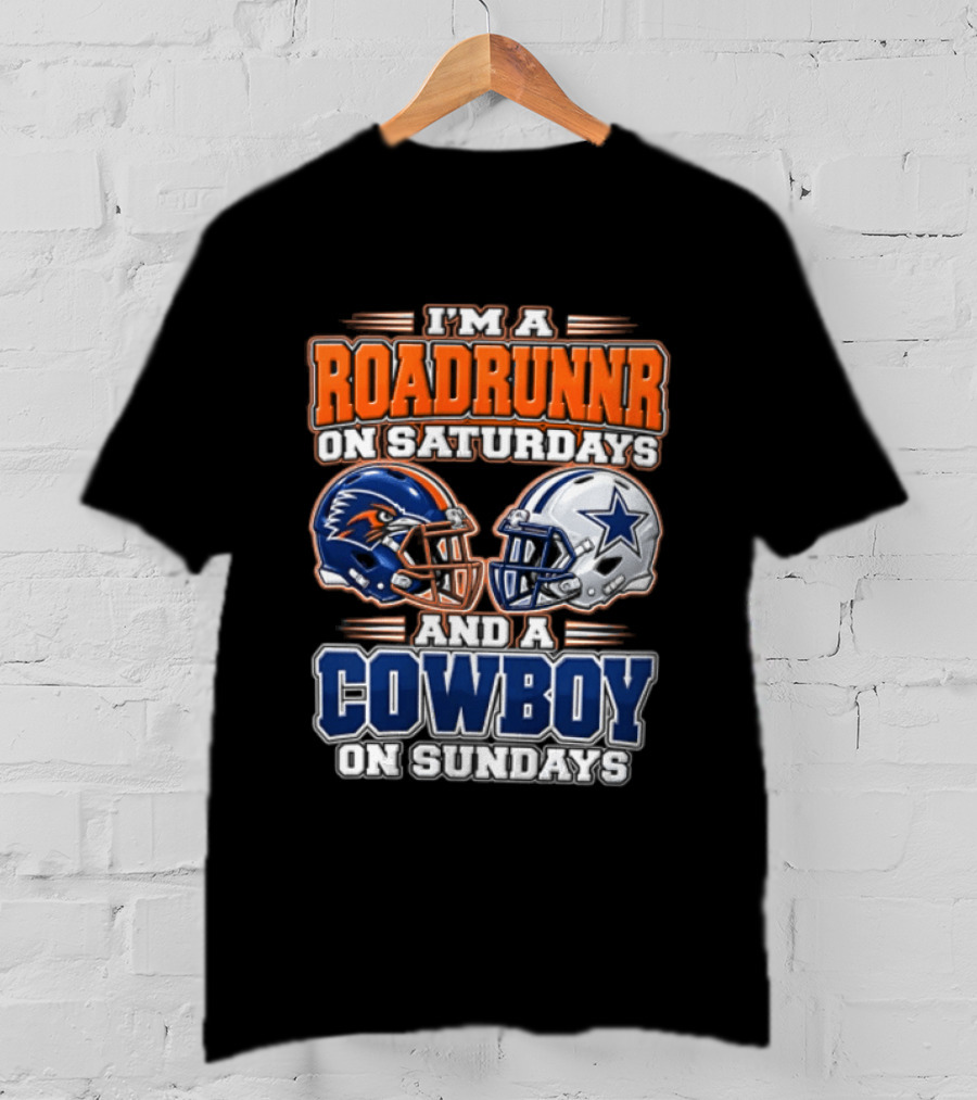 I'm A Roadrunner On Saturdays And A Cowboy On Sundays Helmet Rivalry T-Shirt