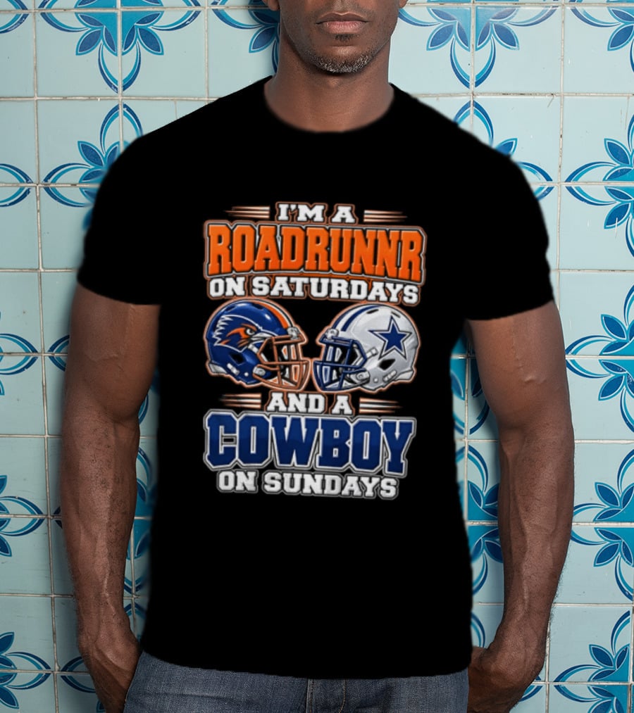 I'm A Roadrunner On Saturdays And A Cowboy On Sundays Helmet Rivalry T-Shirt