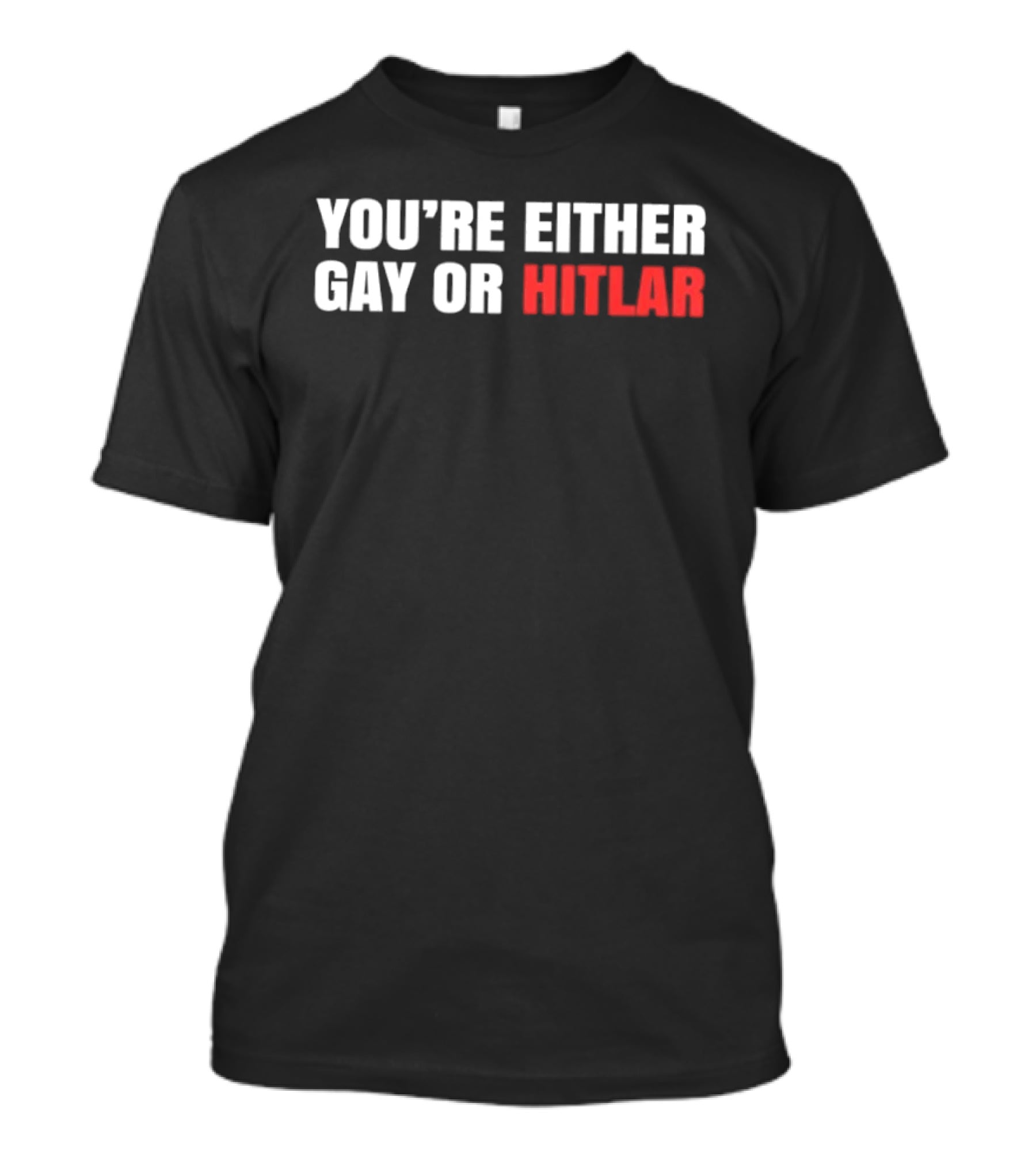 You're Either Gay Or Hitler Text Contrast T-Shirt