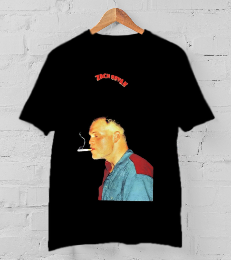 Zach Bryan Smoking Vintage Denim T-Shirt