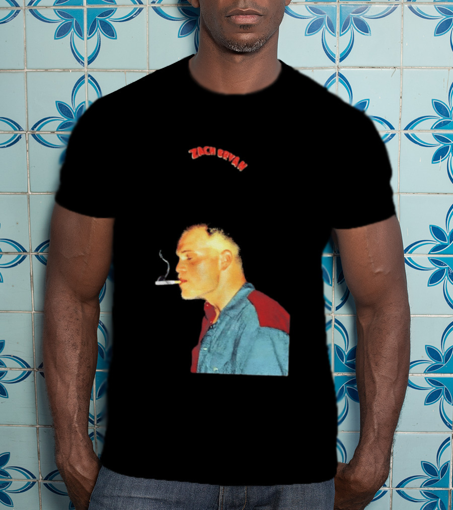 Zach Bryan Smoking Vintage Denim T-Shirt