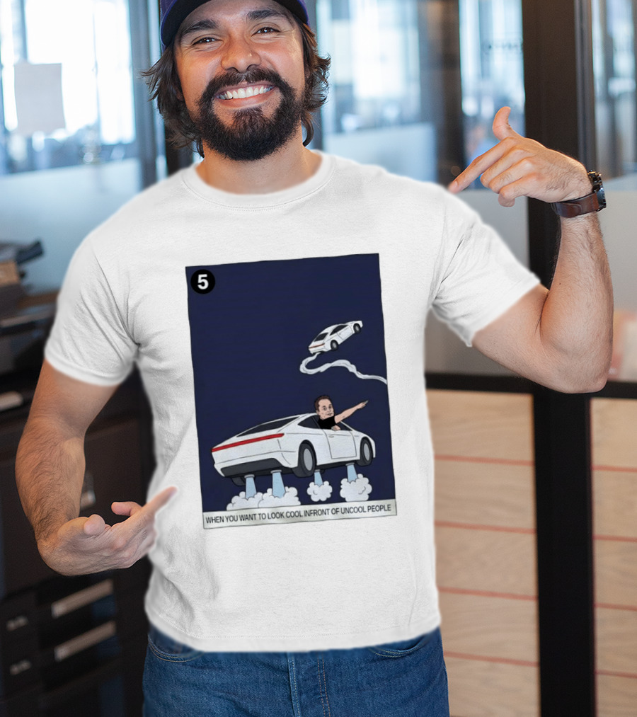 Elon Musk Car Flying Cool Factor In Front Of Uncool People T-Shirt