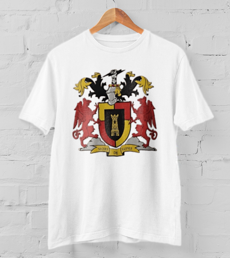 Mors De Super Medieval Coat Of Arms Crest With Tower And Lions T-Shirt