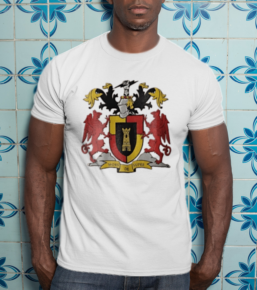 Mors De Super Medieval Coat Of Arms Crest With Tower And Lions T-Shirt