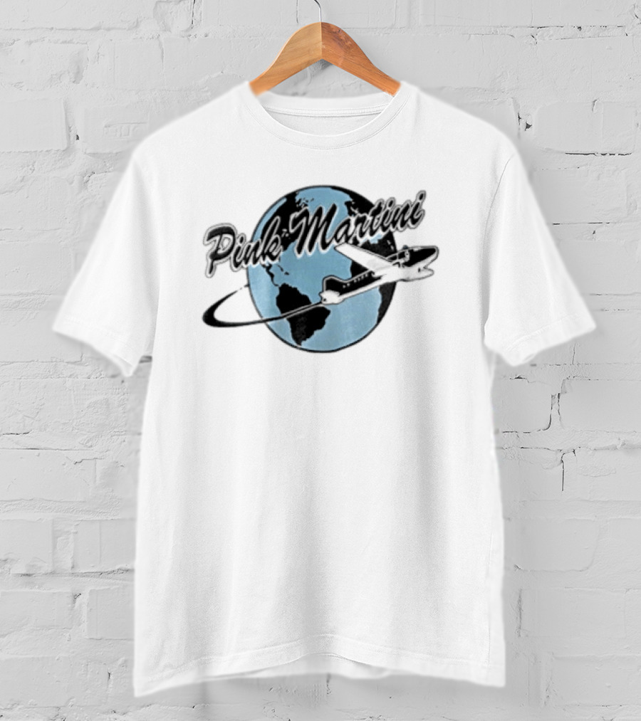 Pink Martini Globe Airplane Travel Band T-Shirt