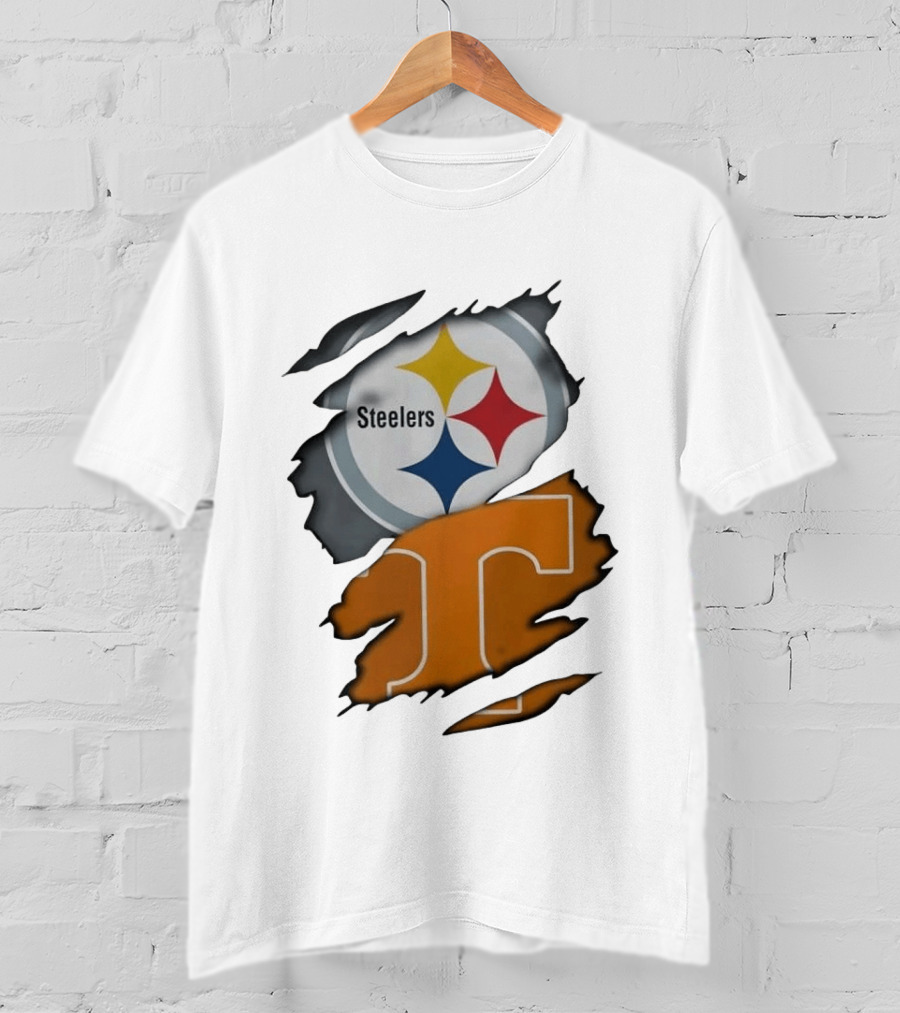 Pittsburgh Steelers Tennessee Volunteers Ripped Skin Combo T-Shirt