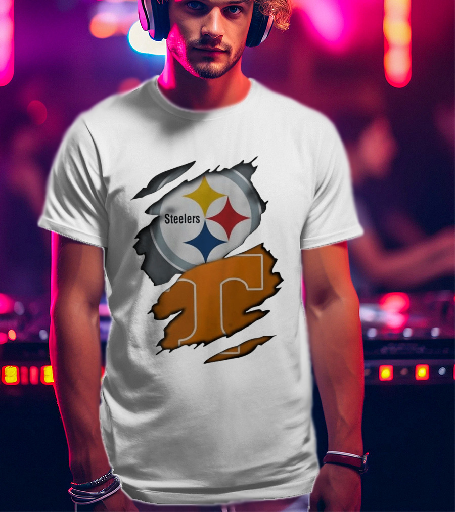 Pittsburgh Steelers Tennessee Volunteers Ripped Skin Combo T-Shirt