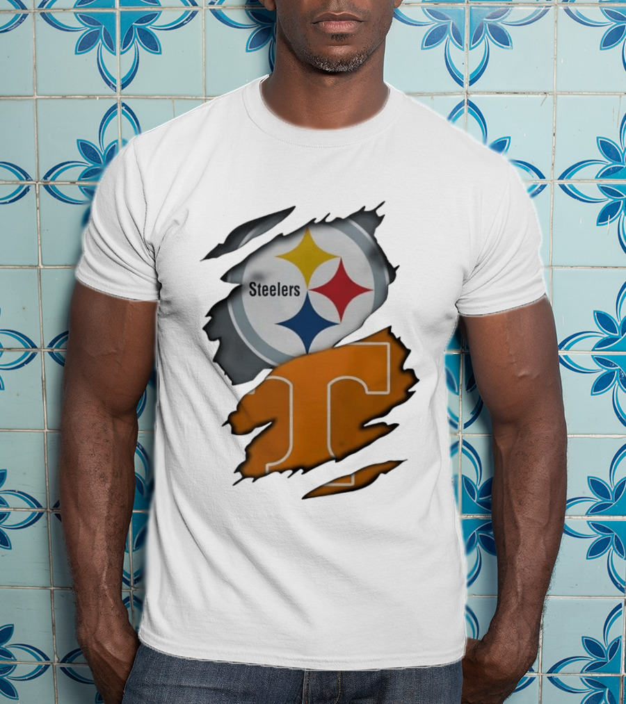 Pittsburgh Steelers Tennessee Volunteers Ripped Skin Combo T-Shirt
