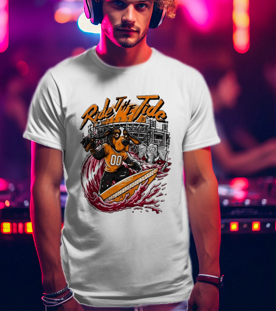 Tennessee Volunteers Ride The Tide Alabama Crimson Tide Surfing Rivalry T-Shirt