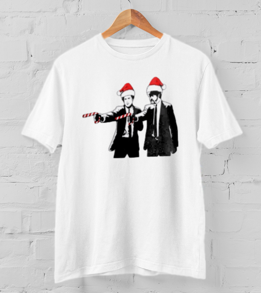 Xmas Christmas Candy Cane Santa Hats Pop Culture References T-Shirt
