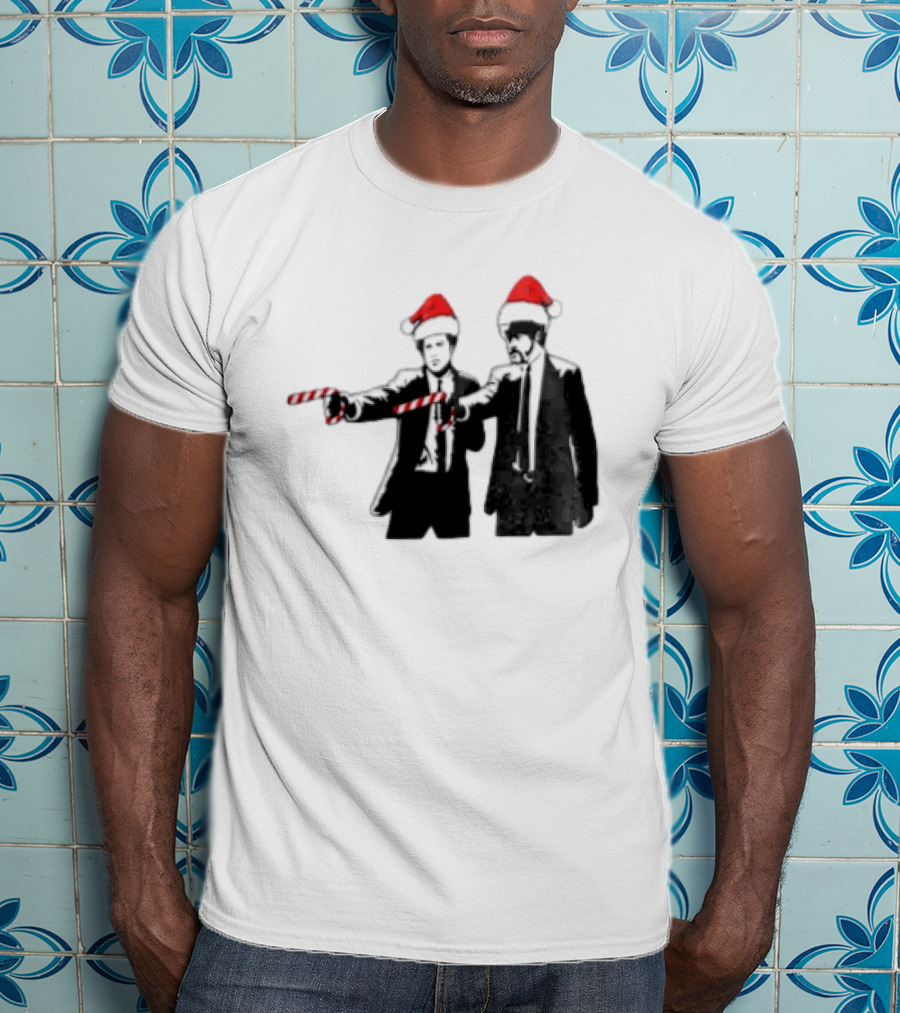 Xmas Christmas Candy Cane Santa Hats Pop Culture References T-Shirt