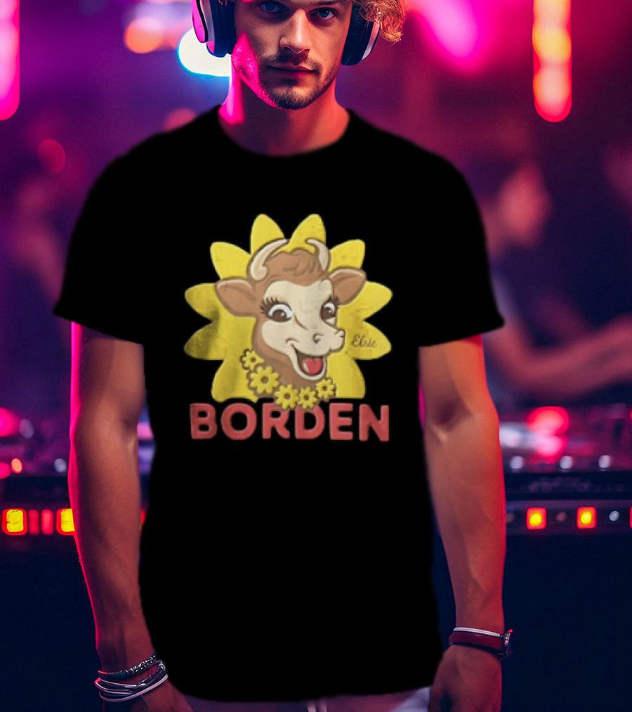 Borden Dairy Elsie The Cow With Sunflower T-Shirt