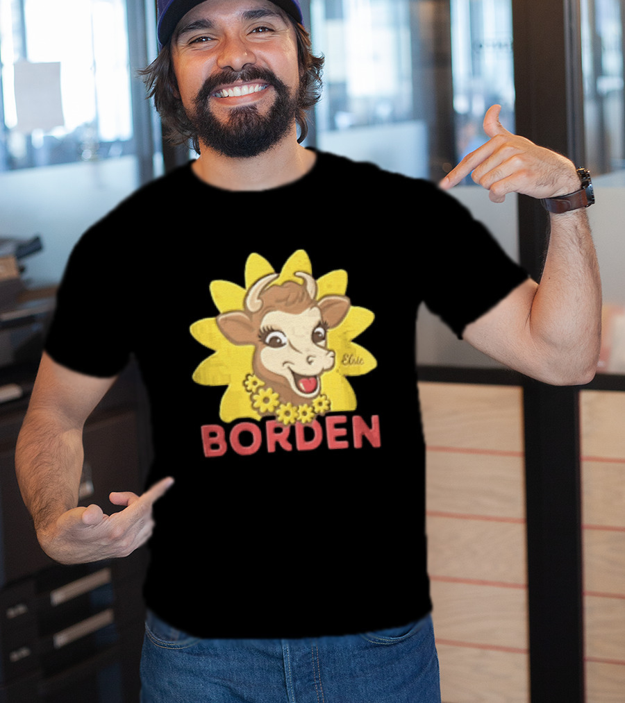 Borden Dairy Elsie The Cow With Sunflower T-Shirt