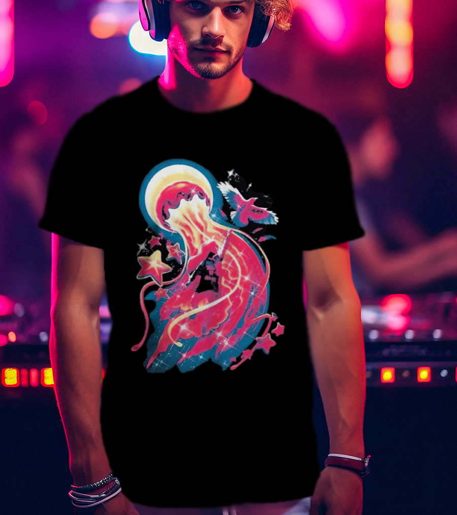 Celeste Beyond The Mountain Cosmic Jellyfish And Stars T-Shirt