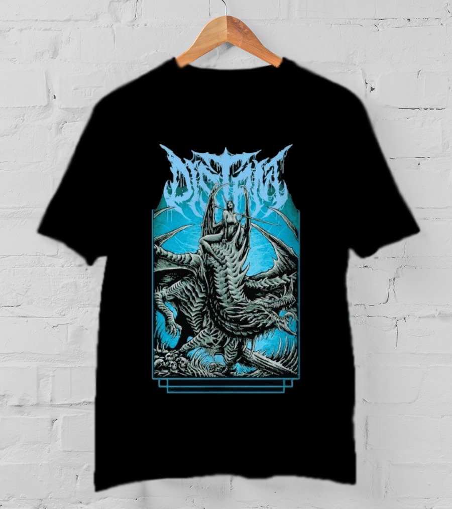 Distant Dragon Fantasy Horror Blue Gothic Creature T-Shirt