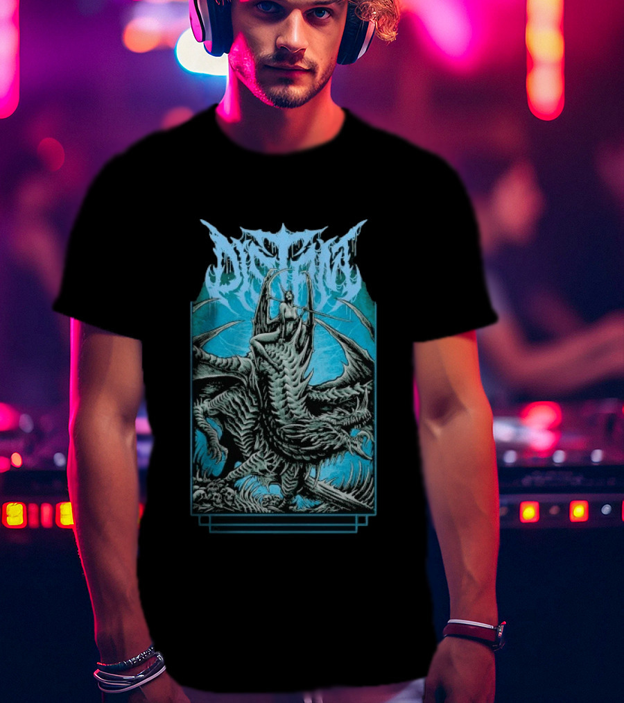 Distant Dragon Fantasy Horror Blue Gothic Creature T-Shirt
