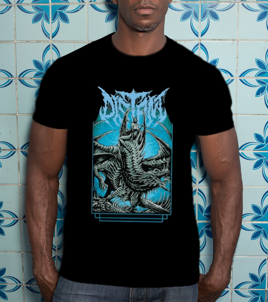 Distant Dragon Fantasy Horror Blue Gothic Creature T-Shirt