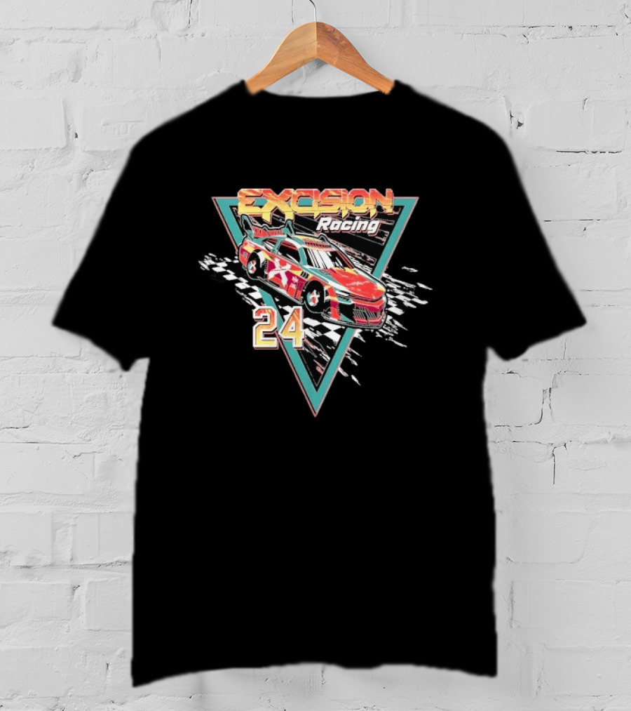 Excision Racing Car 24 Checkered Flag Triangular T-Shirt