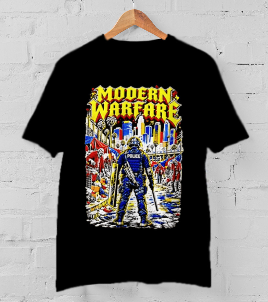 Modern Warfare Police Officer Zombies Cityscape Urban Survival T-Shirt