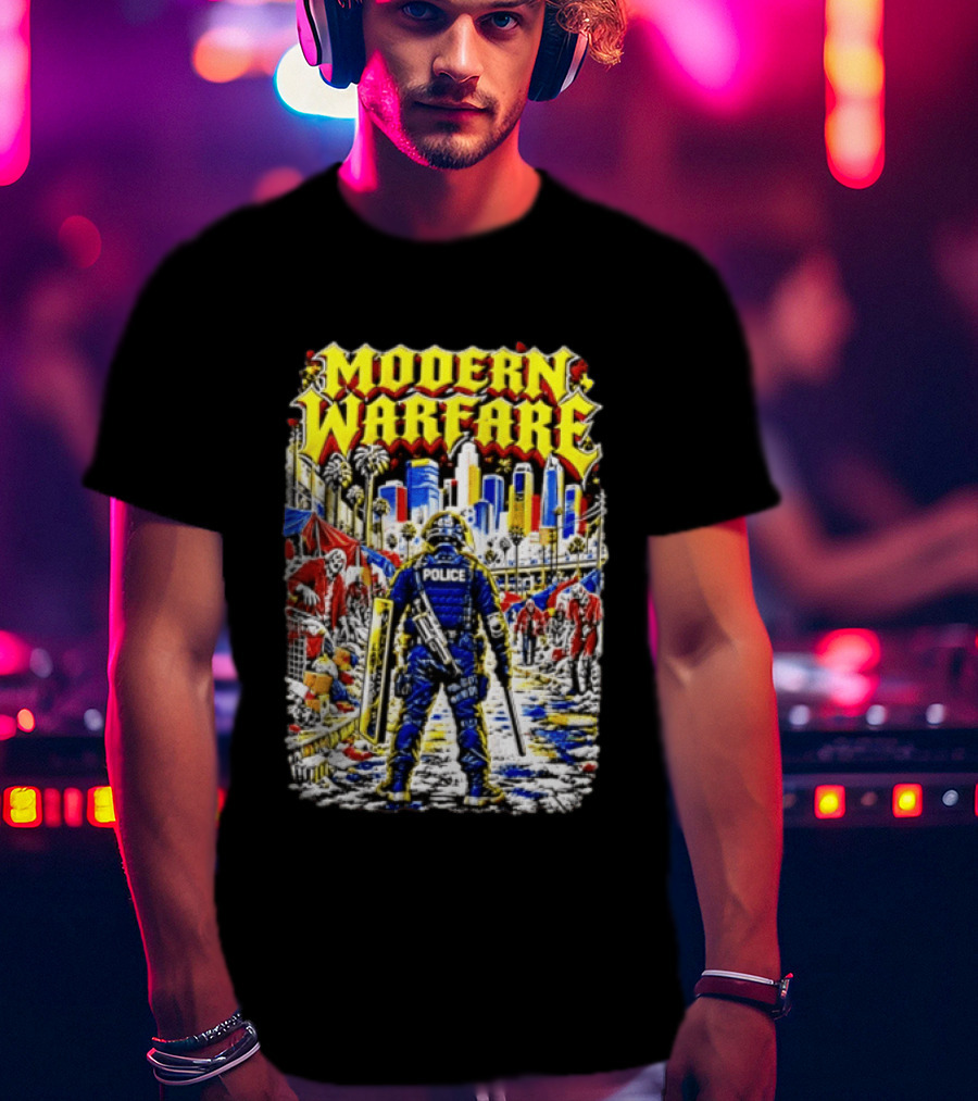 Modern Warfare Police Officer Zombies Cityscape Urban Survival T-Shirt