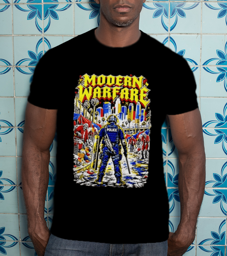 Modern Warfare Police Officer Zombies Cityscape Urban Survival T-Shirt