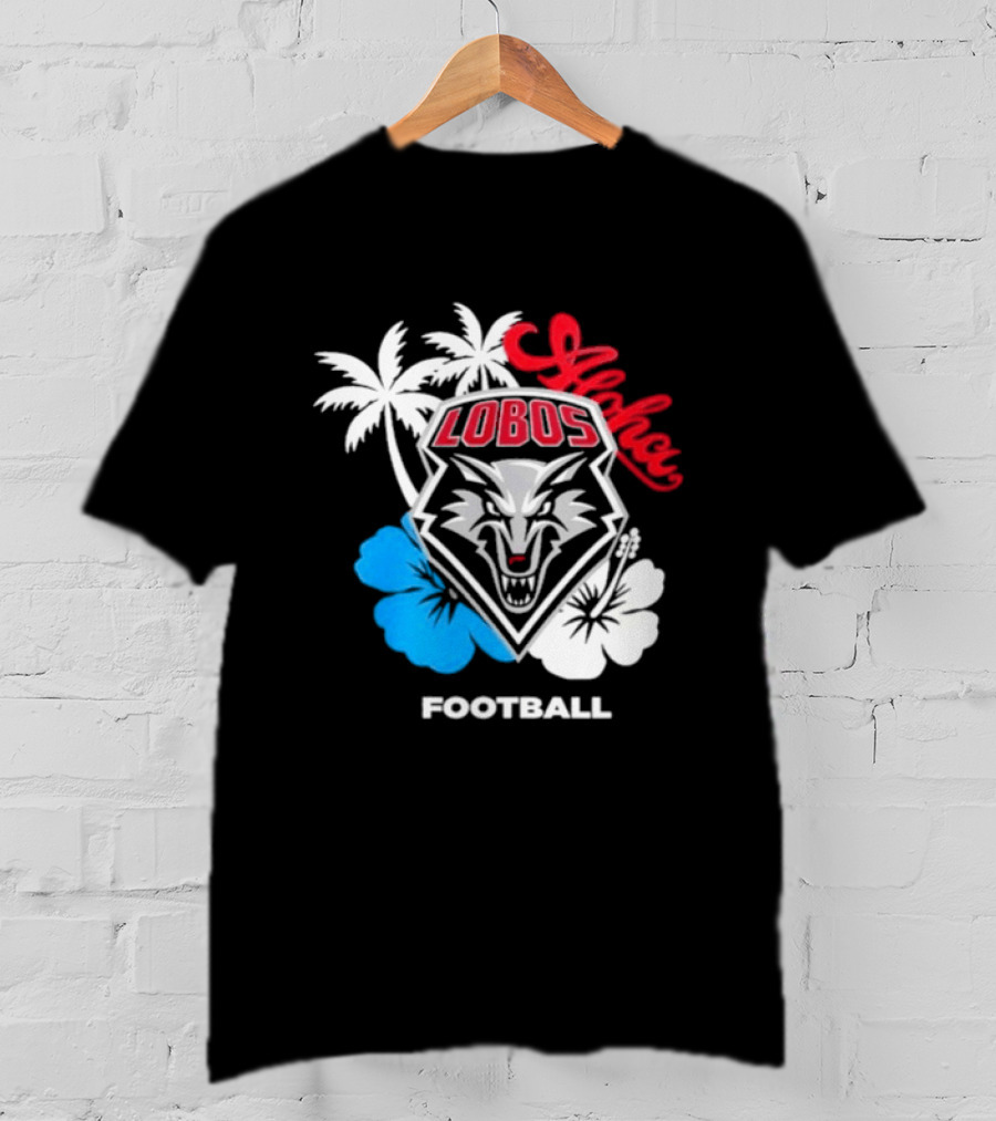 Lobos Football Aloha Spirit With Palms And Hibiscus T-Shirt