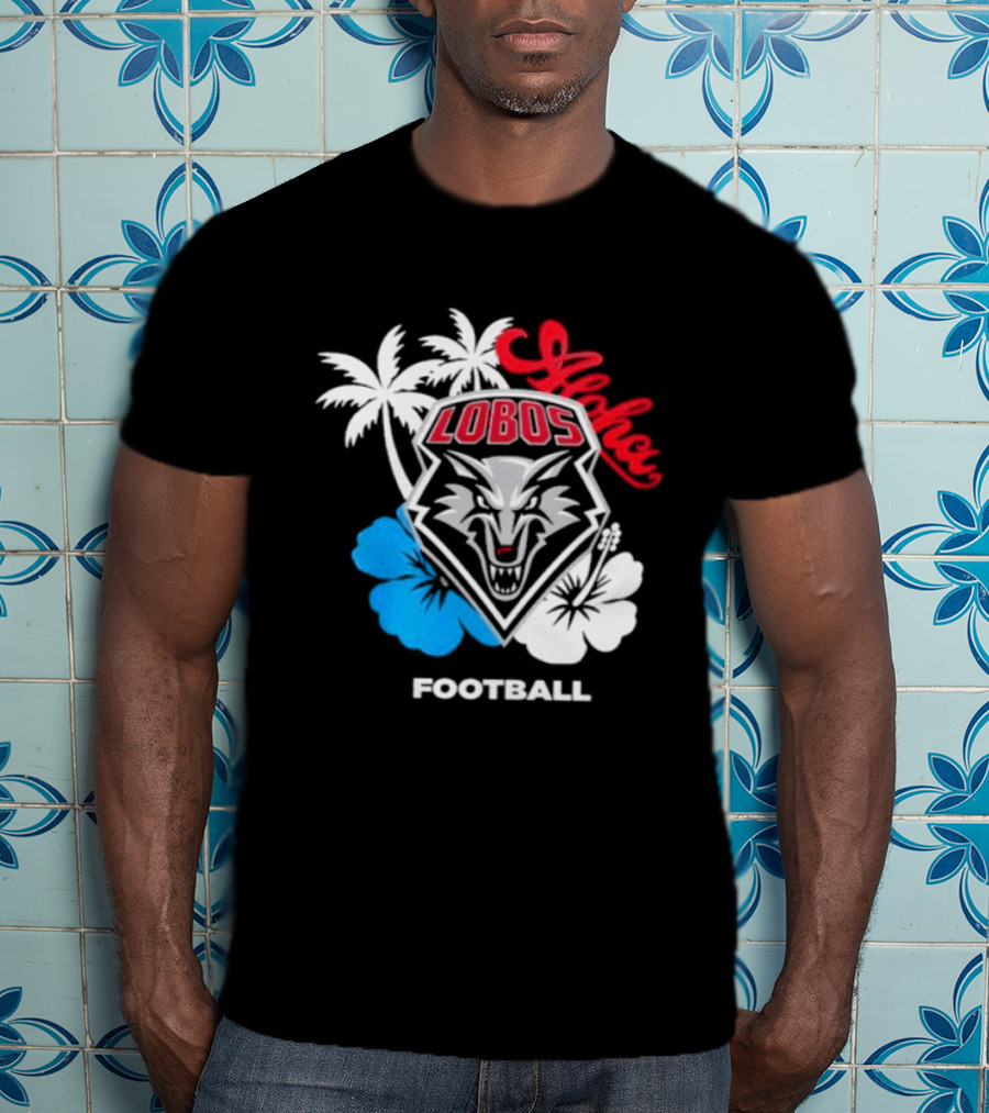 Lobos Football Aloha Spirit With Palms And Hibiscus T-Shirt