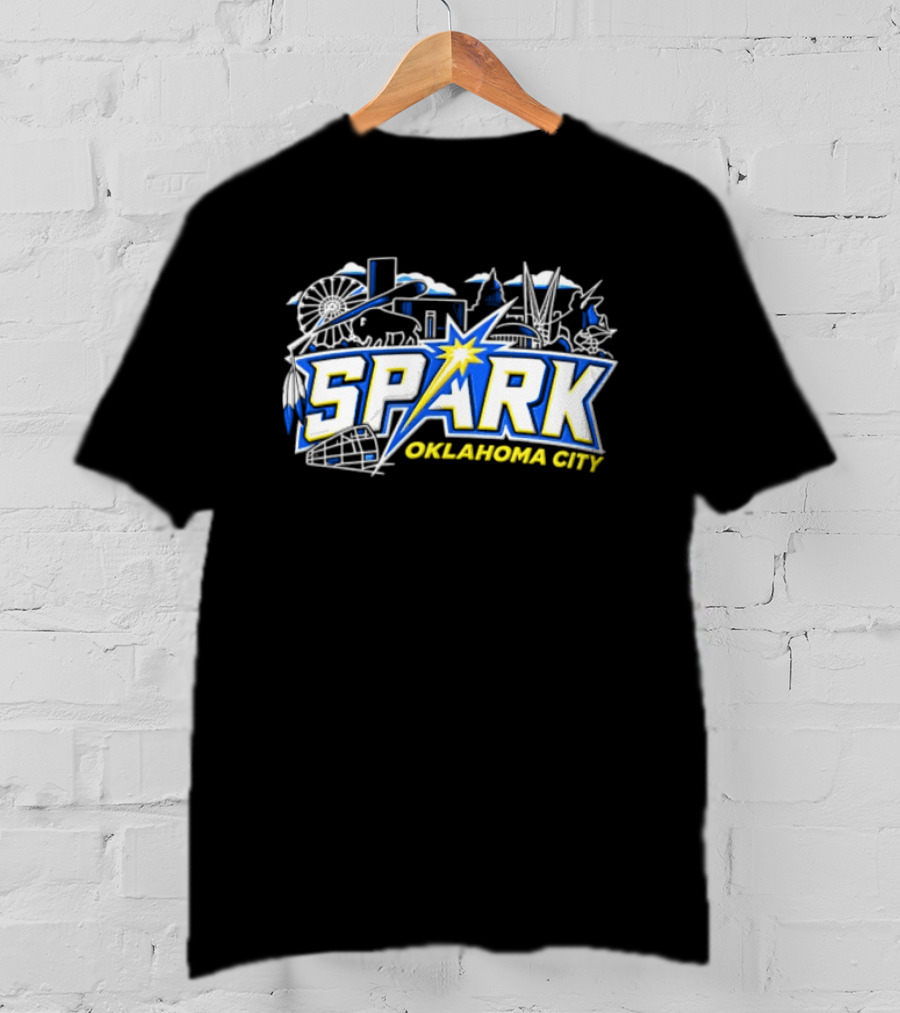 Oklahoma City Spark Softball Team Skyline Landmark Highlights T-Shirt