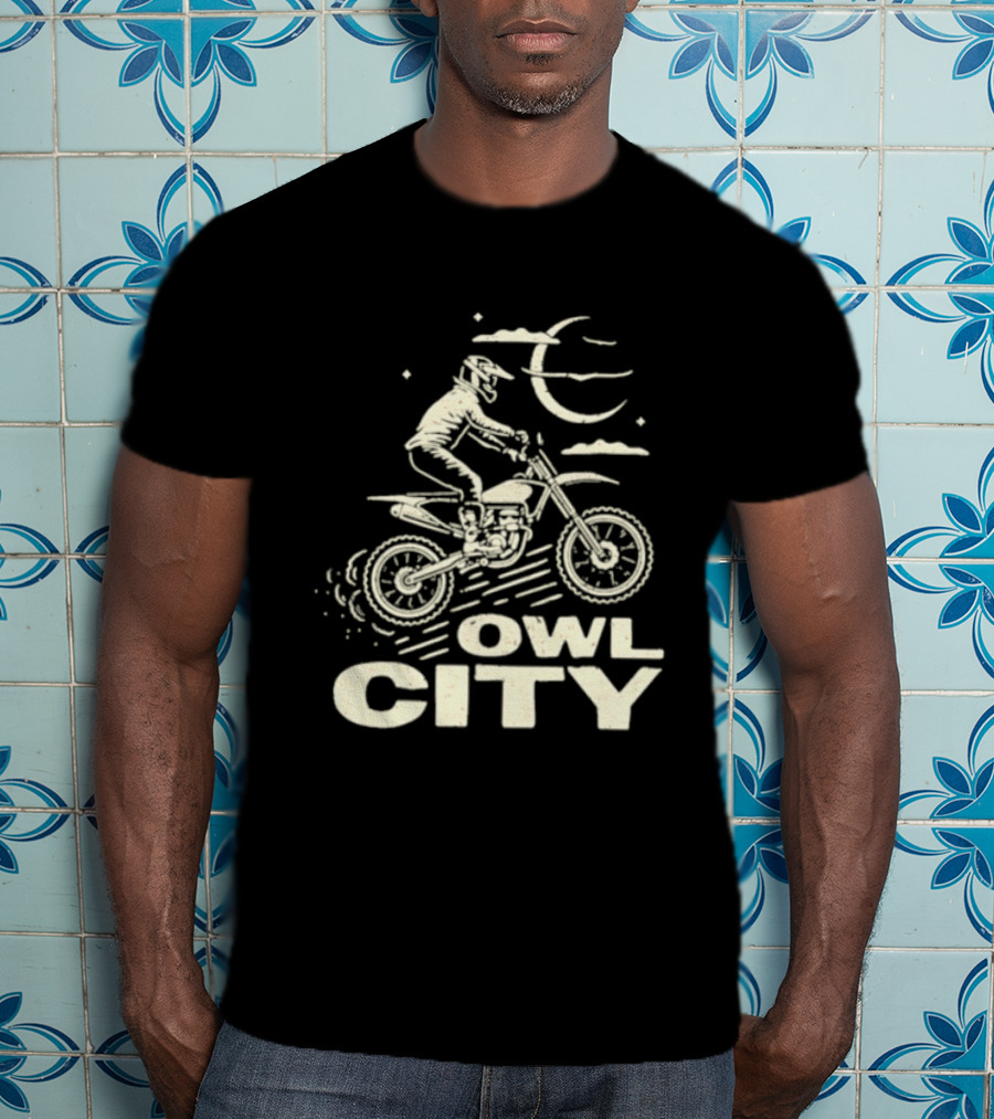 Owl City Motorcycle Rider Moon Adventure T-Shirt