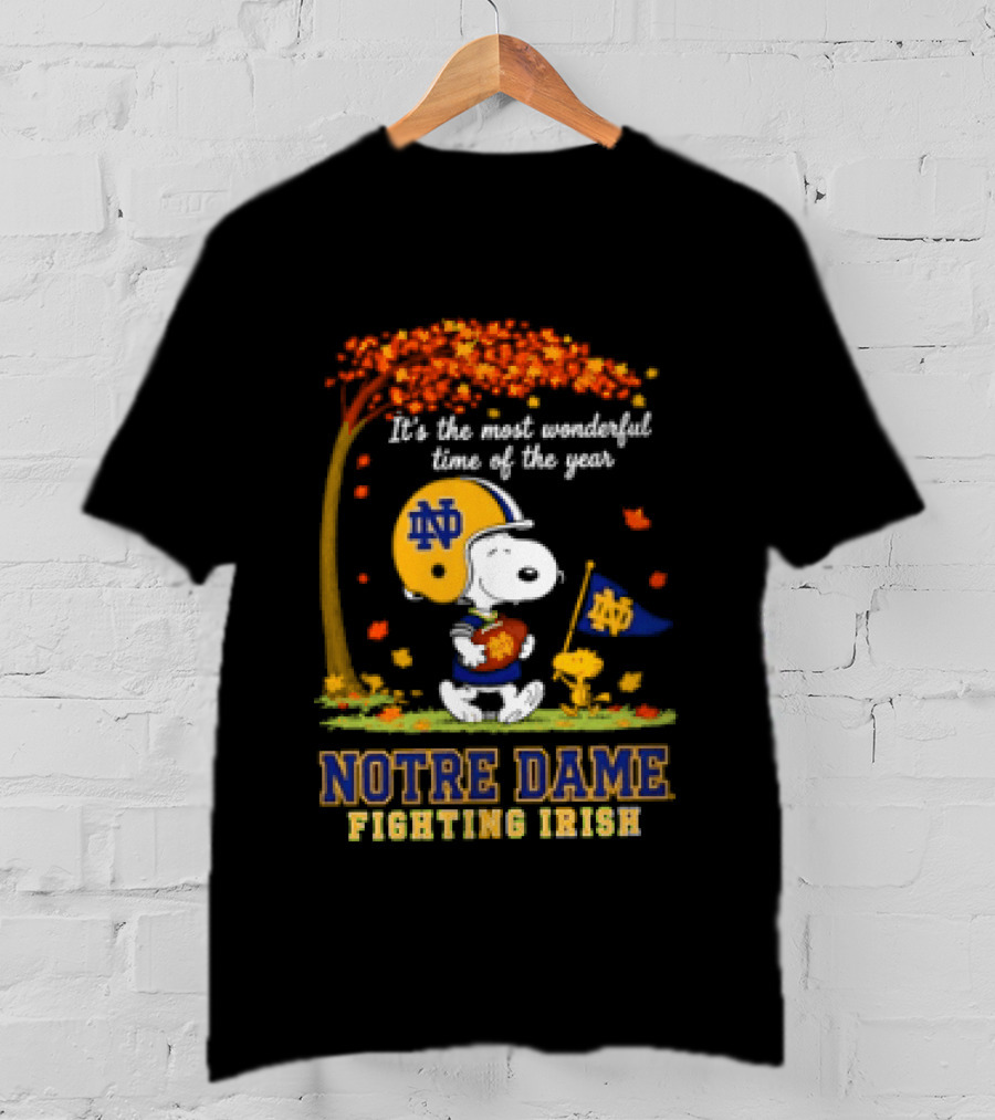 It's The Most Wonderful Time Snoopy Woodstock Notre Dame Fighting Irish T-Shirt