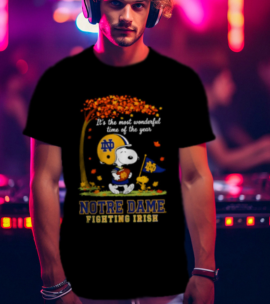 It's The Most Wonderful Time Snoopy Woodstock Notre Dame Fighting Irish T-Shirt
