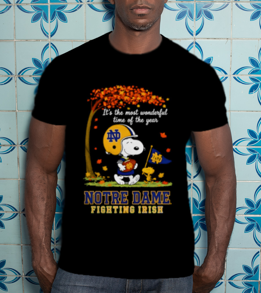 It's The Most Wonderful Time Snoopy Woodstock Notre Dame Fighting Irish T-Shirt