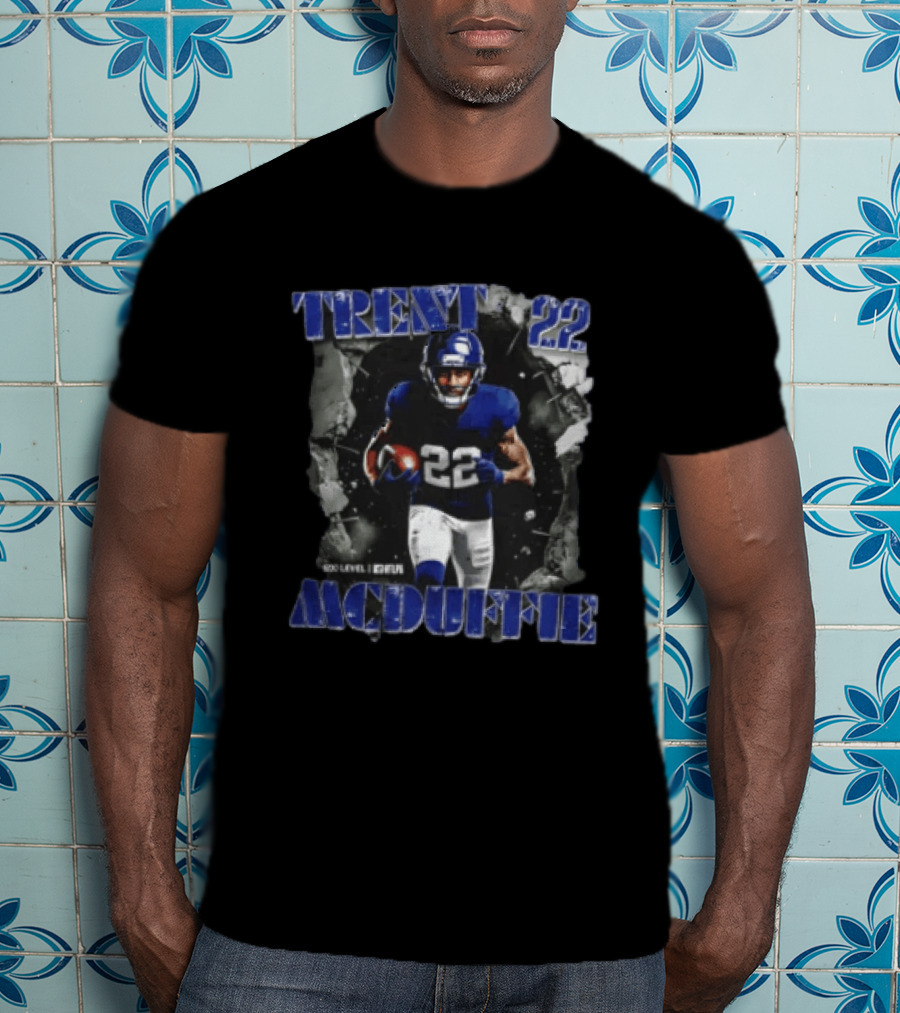 Trent McDuffie 22 Football Player Dynamic Blue Jersey Burst T-Shirt